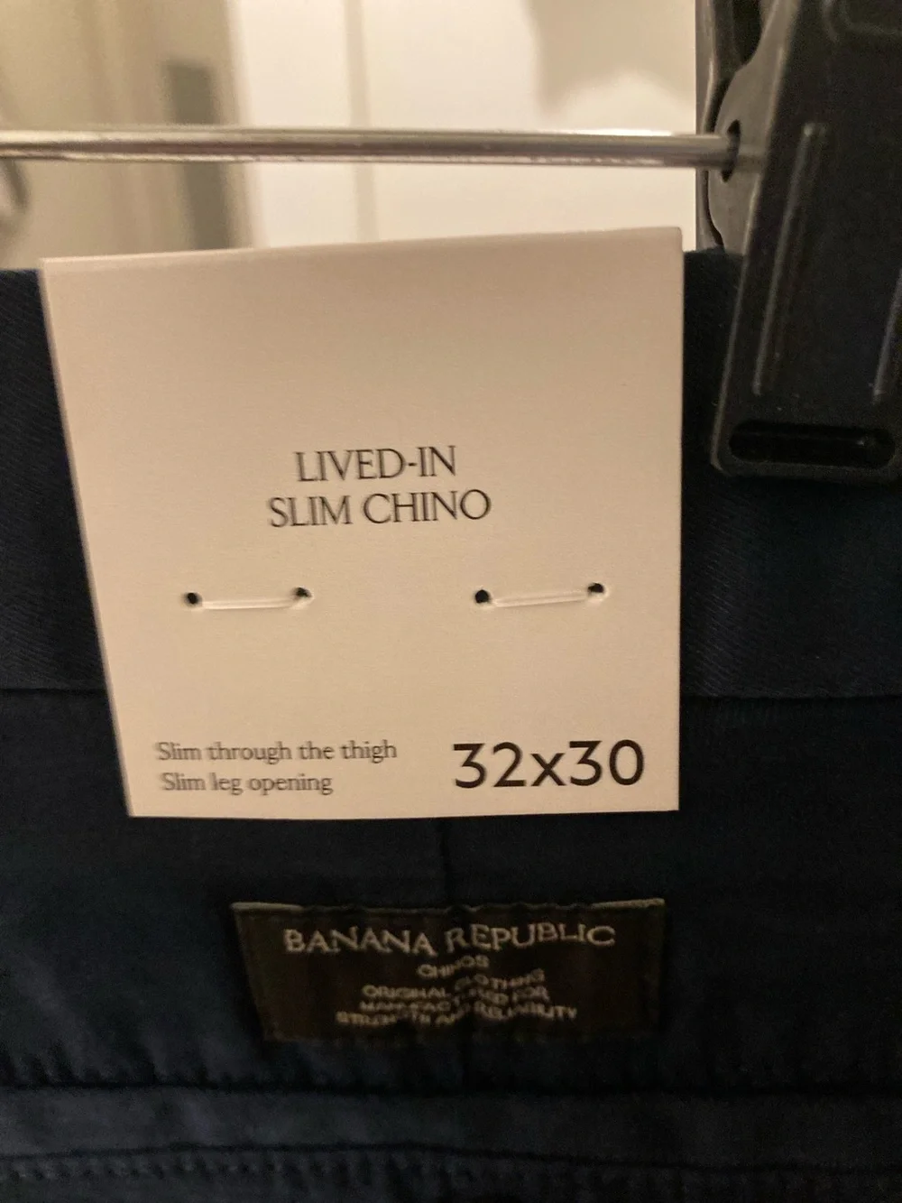 Banana Republic Navy Blue Lived-In Slim Chinos - Size 32 X 30